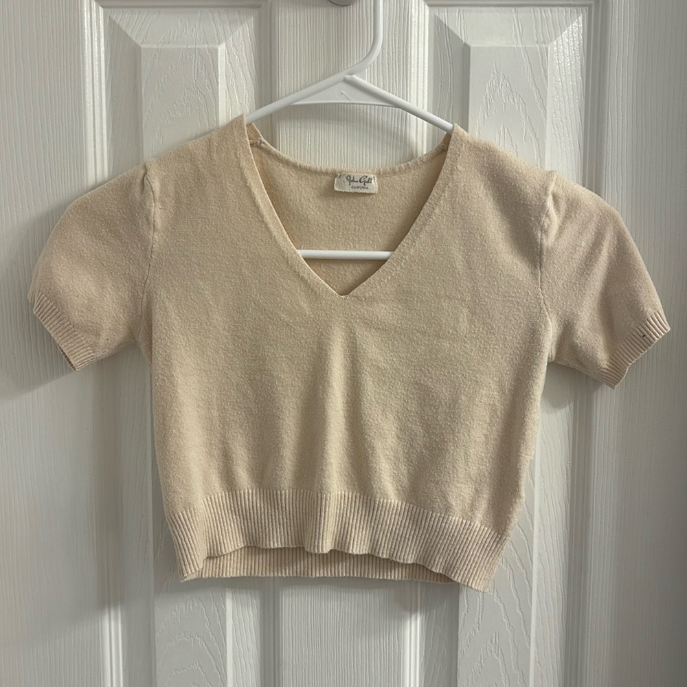 John Galt cream knit crop top